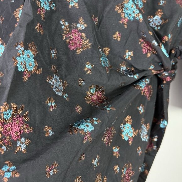 Lake Studio Floral Jacquard Wrap Mini Dress Black NWT 3/4 Sleeve Size 8 Ukraine - Picture 5 of 8